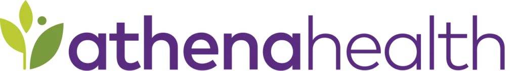 Athene Health logo: green leaf emblem to the left of the purple wordmark 'athenehealth'.