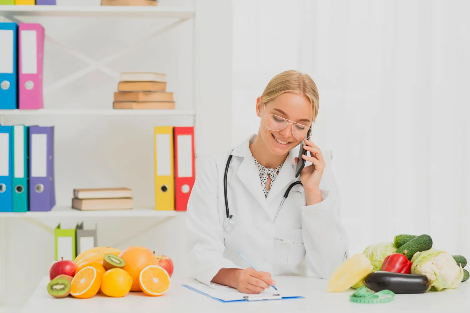 Weight management pharmacy consultation with doctor creating personalized diet and treatment plan