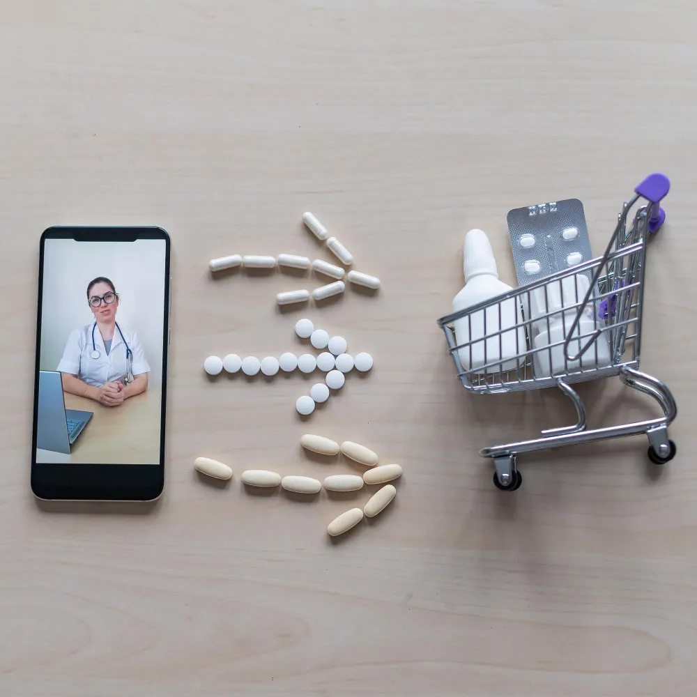 Mobile healthcare consultation with online compounding pharmacy services and customized medication ordering support