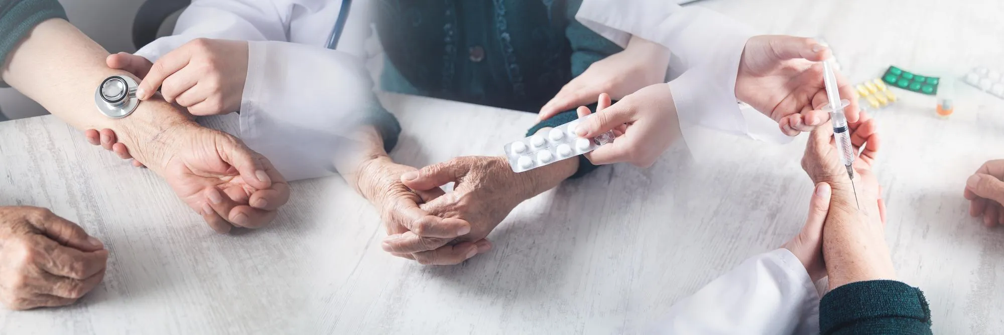 Healthcare professionals providing Advanced Wound Care Pharmacy services, including wound assessment, medication management, and specialized treatment to support chronic wound healing and diabetic ulcer care.