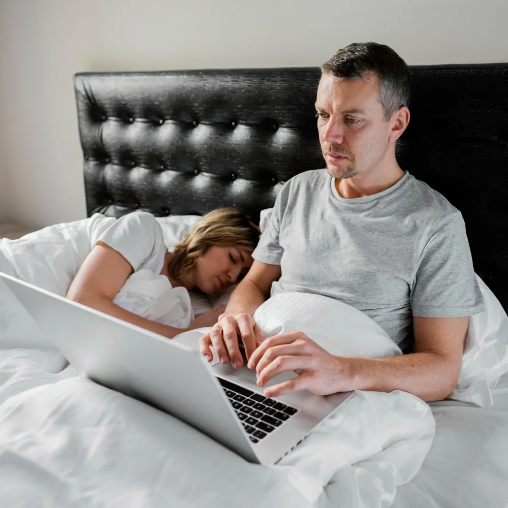 Man concerned about erectile dysfunction while searching for treatment options, emphasizing personalized ED treatments from experienced erectile dysfunction doctors in Jacksonville.