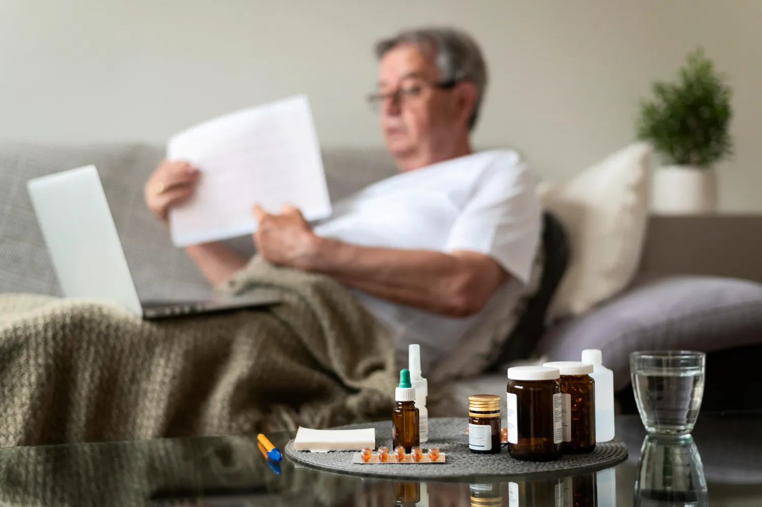 Patient managing medications for custom wound care medication as part of Advanced Wound Care Pharmacy services.